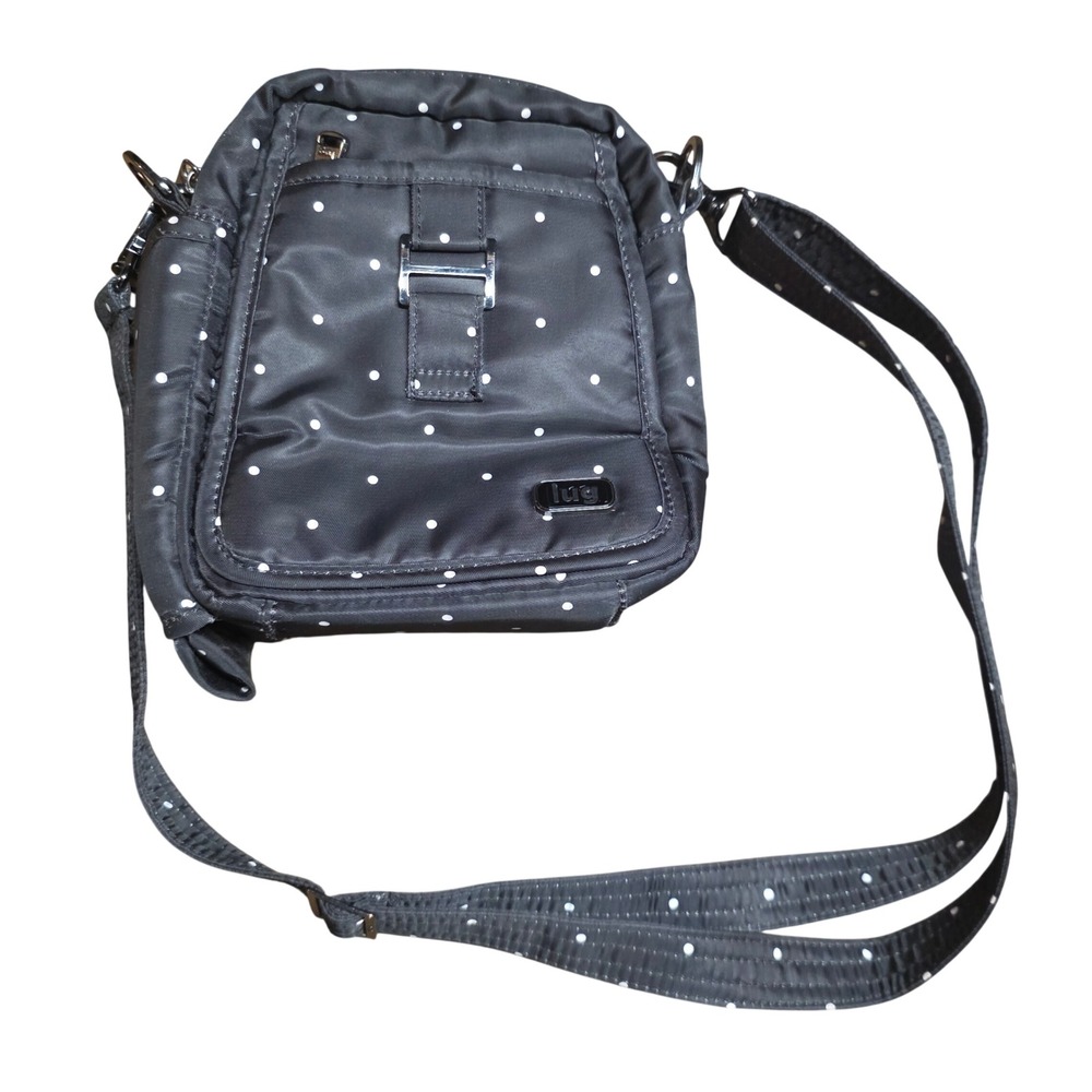 Lug Can Can Convertible‎ Crossbody Bag Black & White Polka Dot Nylon Small